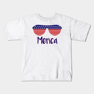 Merica american flag sunglasses 4th of july t-shirt Kids T-Shirt